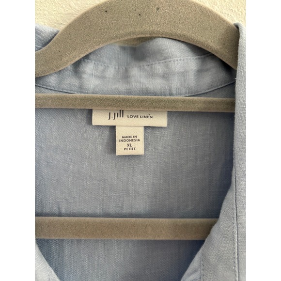 J Jill Love Linen Button Front Shirt Dress Womens Sz XL Petite Blue Lagenlook - Picture 3 of 3